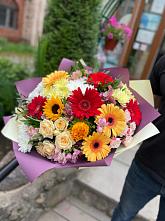 Букет цветов из:  Герберы, Ромашки, Хризантемы, Розы и Подсолнухи #REPLACE_PRED# Хохольском